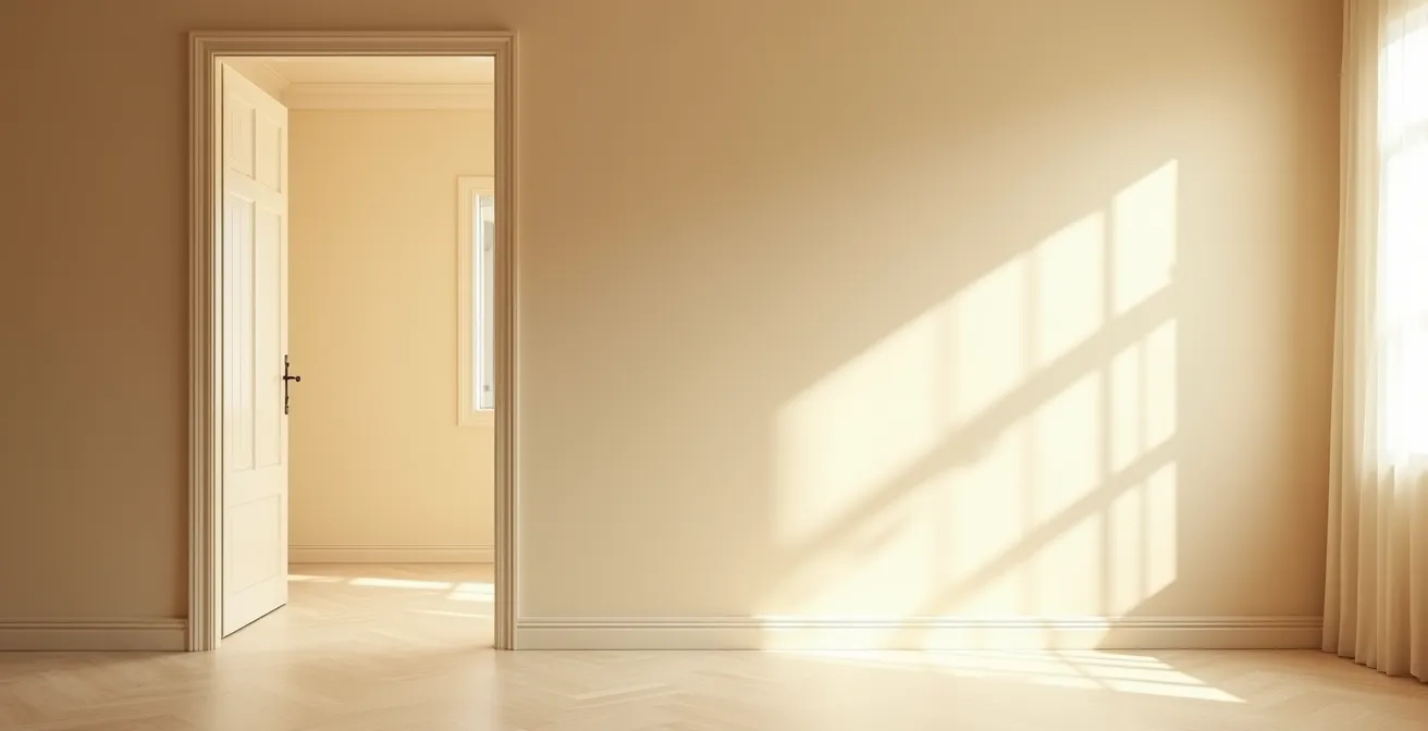 Salón con técnica de color drenching en tonos claros uniformes