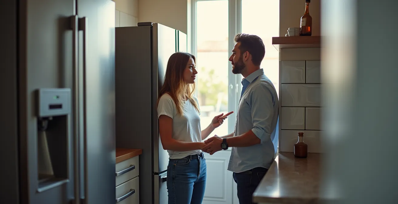 Comparación visual entre frigorífico americano y combi estándar en cocina española