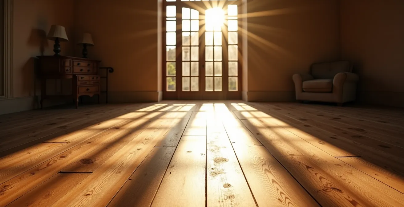 Comparación visual de diferentes orientaciones de lamas de tarima en una habitación con luz natural