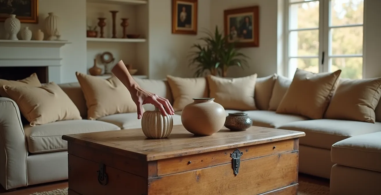 Salón español con muebles heredados mezclados con diseño contemporáneo, mostrando personalidad única